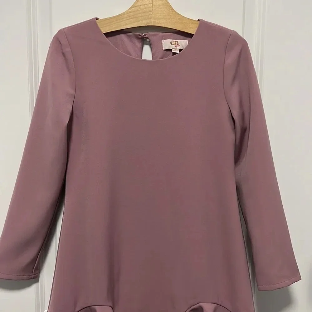 Gianni Bini Girls blush pink dress long sleeves flutter bottom size Small - Picture 2 of 7